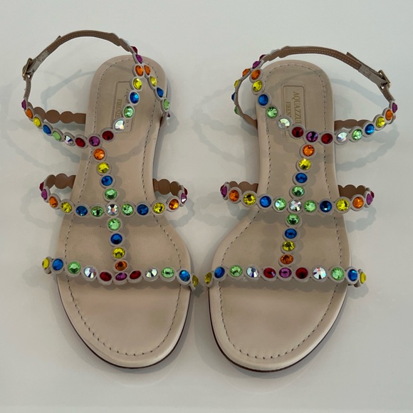 AQUAZZURA MULTI COLOR SANDALS SIZE 8 - Picture 6 of 16